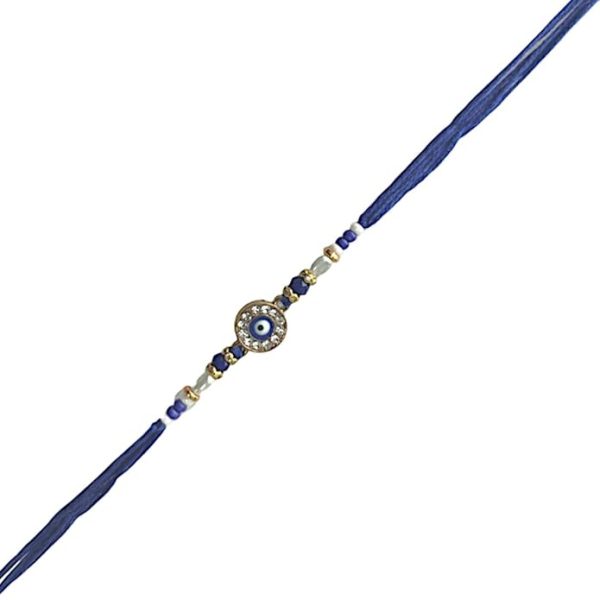 ACCESSHER Mens Traditional Semi Precious Stones Studded Evill Eye Rakhi Beloved Brother & Gifting with Roli Kumkum Packets & Happy Rakshabandhan Card - Image 2