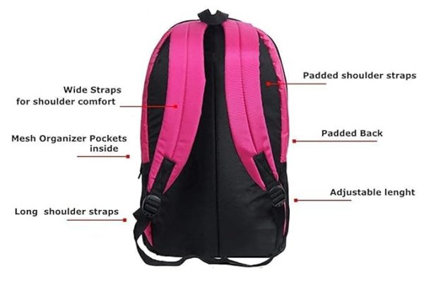 BAGSSY 32 L Bag for School | College | Casual Multipurpose Backpack for Students | Water Resistant | Unisex Design | Stylish & Durable | 1 Year Warranty Pink & Black... - Image 6