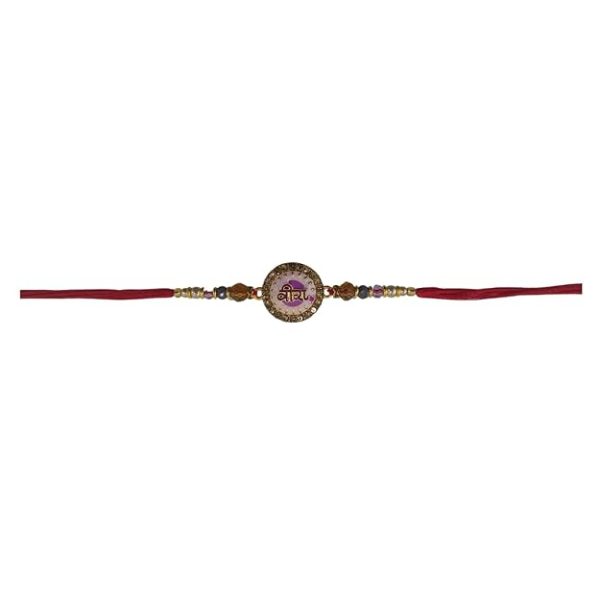 ACCESSHER Mens Purple Meenakari Work Quirky VEERA Text Rakhi for Beloved Brother & Gifting with Roli Kumkum Packets & Happy Rakshabandhan Card (Purple) - Image 7