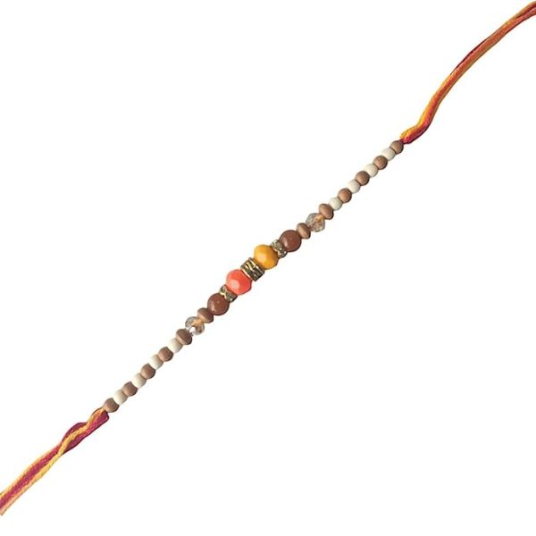 ACCESSHER Traditional Delicate Beads Rakhi for Beloved Brother, Kids and Gifting with Roli Kumkum Packets & Happy Rakshabandhan Card (Pack of 1) - Image 4