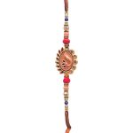ACCESSHER Mens Traditional Meenakari Peacok Design Rakhi for Beloved Brother & Gifting with Roli Kumkum Packets & Happy Rakshabandhan Card