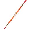 ACCESSHER Traditional Orange Beaded Rakhi with Roli, Kumkum & Raksha Bandhan Greeting Card