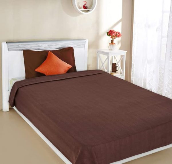 Solid Single Fleece Blanket-400GM (Brown) - Image 2