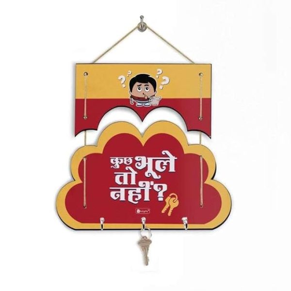 Indigift Gift Hamper for Decoration Cloud Design Decorative Wooden Wall Hanging and Shubh Labh Door Hanging Shubh Labh Wall Hanging Unique Shubh Labh Wall Decor Hanging Cloud Shape Wall Hanging - Image 3
