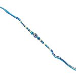 ACCESSHER Quirky Delicate Evil Eye Blue Rakhi for Beloved Brother, Kids & Gifting with Roli Kumkum Packets & Happy Rakshabandhan Card (Pack of 1)