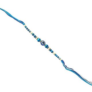 ACCESSHER Quirky Delicate Evil Eye Blue Rakhi for Beloved Brother, Kids & Gifting with Roli Kumkum Packets & Happy Rakshabandhan Card (Pack of 1)
