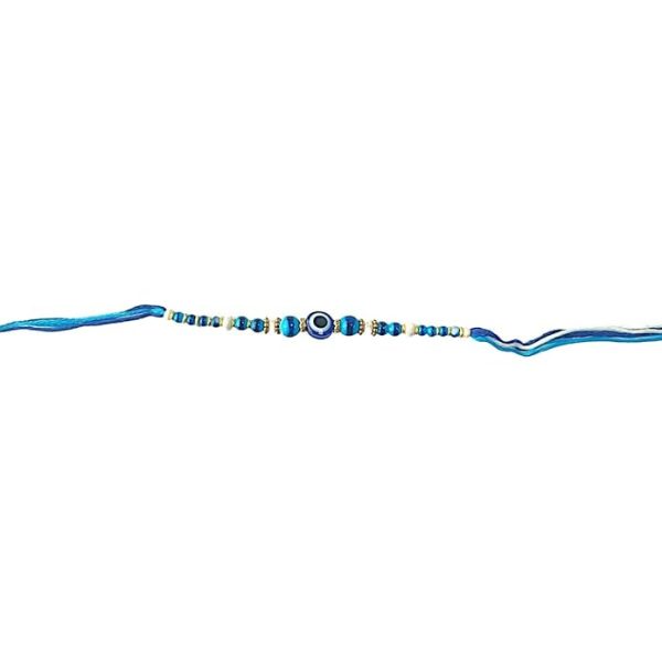 ACCESSHER Quirky Delicate Evil Eye Blue Rakhi for Beloved Brother, Kids & Gifting with Roli Kumkum Packets & Happy Rakshabandhan Card (Pack of 1) - Image 4
