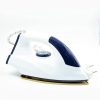 Max 1000W Dry Iron Press for Clothes with Advanced Golden Plate - Easy Grip Temperature Knob Electric Iron Box (White/Blue)