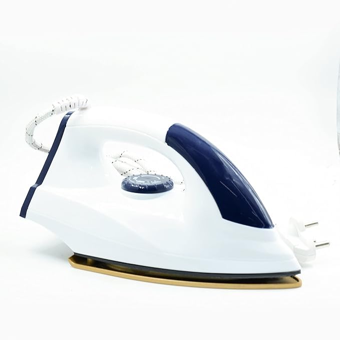 Swarg Homes Max (1000 Watts) Dry Iron Press for Clothes | Advance Golden Plate | Easy Grip Temperature Knob | Anti - bacterial Coating Technology Electric Iron Box (White/Blue) - Image 5