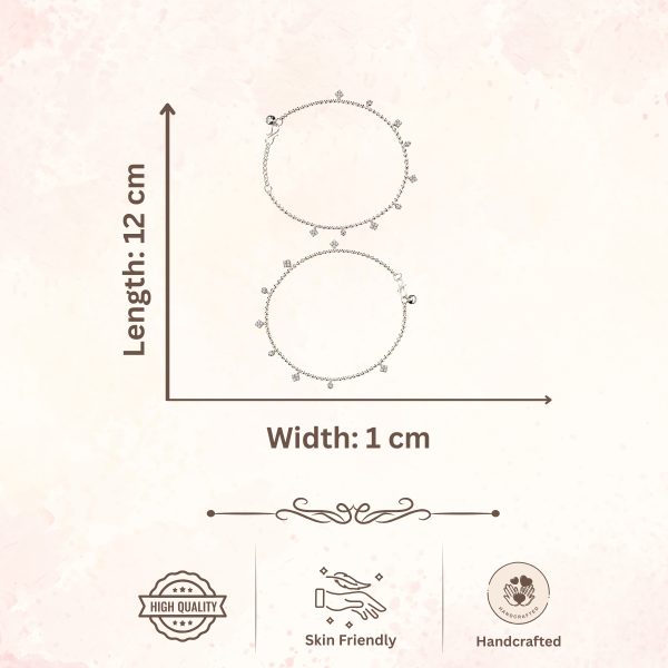 ACCESSHER Silver-Tone Crystal Charm Anklet Set for Women & Girls | Delicate Dangle Payal Pair (Set of 2) ACCESSHER Silver-Tone Crystal Charm Anklet Set for Women & Girls | Delicate Dangle Payal Pair (Set of 2)