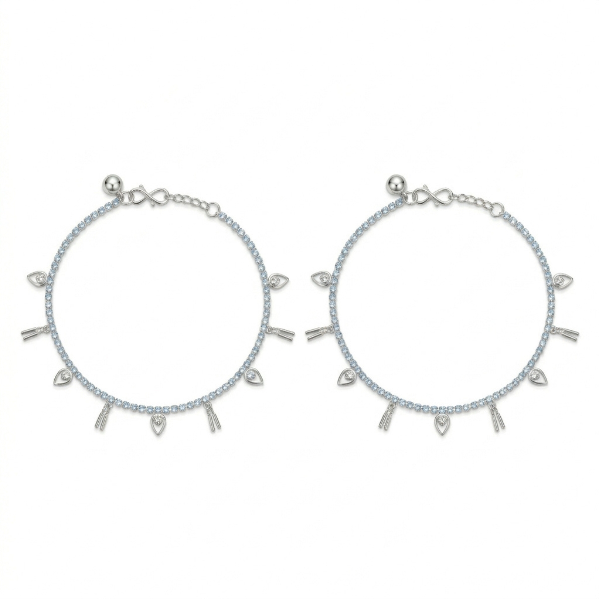 ACCESSHER Silver Plated Oxidised Leaf Design Anklet Set with Ghungroos for Women & Girls - Image 3
