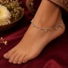 ACCESSHER Silver-Tone Crystal Charm Anklet Set for Women & Girls | Delicate Dangle Payal Pair (Set of 2) ACCESSHER Silver-Tone Crystal Charm Anklet Set for Women & Girls | Delicate Dangle Payal Pair (Set of 2)