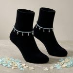 ACCESSHER Silver Plated Oxidised Leaf Design Anklet Set with Ghungroos for Women & Girls