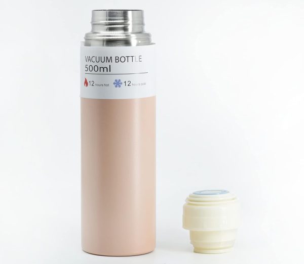 Stainless Steel Vacuum Flask Set with 3 Steel Cups Combo for Coffee Hot Drink and Cold | Water Flask Bottle | Travel Friendly | Latest Ideal Gift for Festive Season, Family Gifting Pink in Colour - Image 3