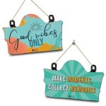 Indigifts Home Décor Itmes Wooden Mini Wall Hanging Board Set Of 2- Home Decor Items Stylish, Mini Wall Hanging Décor, Garden Wall Hanging, Home Decor Items Stylish Wall, Wall Decor for Living Room