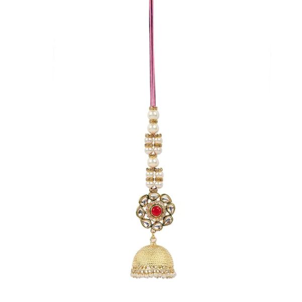 ACCESSHER Mens Gold Plated Bhaiyya Bhabhi Pink Enamel Kundan Lumba Rakhi for Beloved Brother Set of 2 with Roli/Kumkum Packets, Rice and Happy Raksha Bandhan Card - Image 2