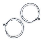 ACCESSHER Silver Plated Anklet Set with Ghungroos | Oxidised Leaf- Design Payal/Legchain/Foot Jewellery | Modern & Traditional Accessories Gift for Women & Girls (Design 9)