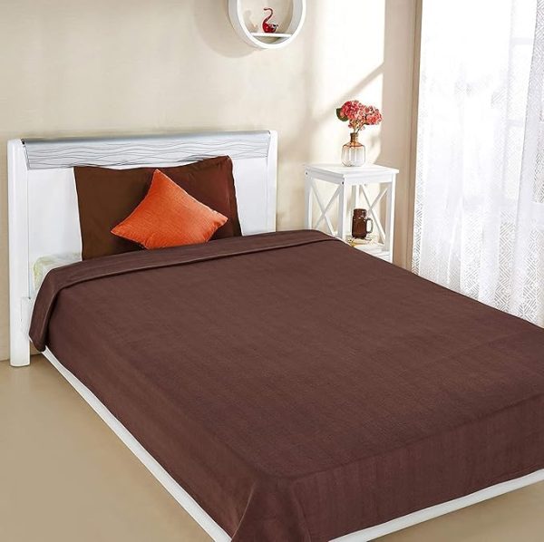 Solid Single Fleece Blanket-400GM (Brown) - Image 6