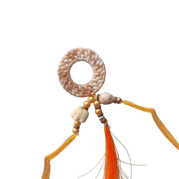 ACCESSHER Unisex Traditional Handcrafted Rakhi with Elephant Charm and Tassel for Beloved Bhabhi/Gifting with Roli Kumkum Packets & Happy Rakshabandhan Card - Image 4