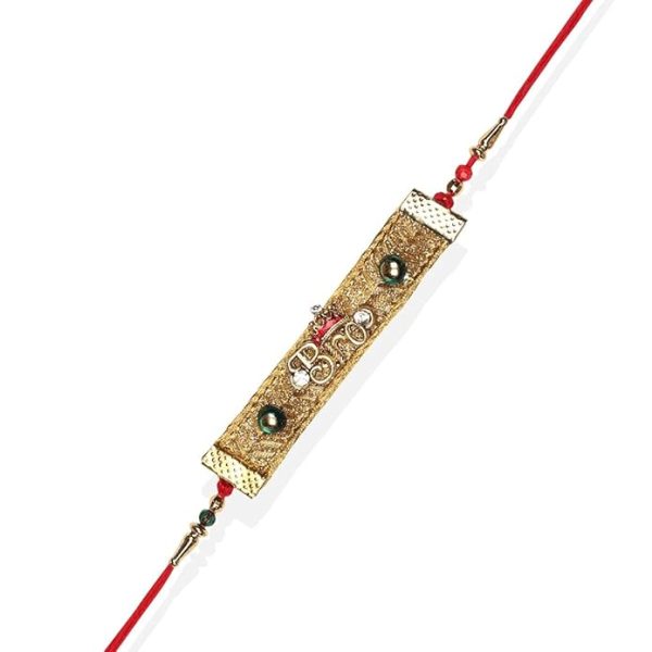 ACCESSHER Designer Elegant Fabric Quirky BRO Rakhi for Beloved Brother Pack of 1 with Roli Kumkum Packets and Happy Rakshabandhan Card