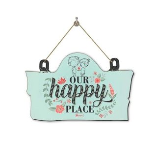 Indigifts Wooden Door Wall Hanging Valentine Gift for Girlfriend Boyfriend Couple You Are My Happy Place 11.05x7 Inch - Gift for Boyfriend, Gift for Girlfriend, Gift For Lover, Gifts For Couple