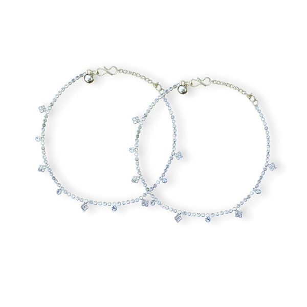 ACCESSHER Silver Plated Anklet Set with Ghungroos | Oxidised Leaf- Design Payal/Legchain/Foot Jewellery | Modern & Traditional Accessories Gift for Women & Girls (Design 12)