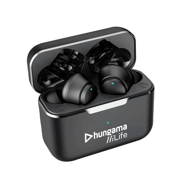 Hungama HiLife Newly Launched Bounce 301 HiLife Wireless in Earbuds with BT V5.1, Up to 60Hours Playback, IPX4 Water Resistance, with 1 Year Free Subscription of Hungama Music & Hungama Play, Black