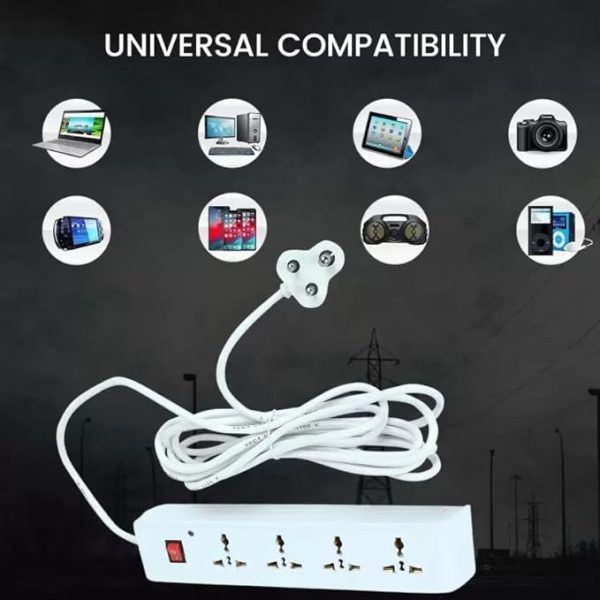 Swarg Homes(White) 4+1 Power Strip with Master Switch, 4 Universal Sockets Extension Board, 6AMP Output, 240 Volts, 3.5 Meter Cord Length, Power Indicator - Image 5