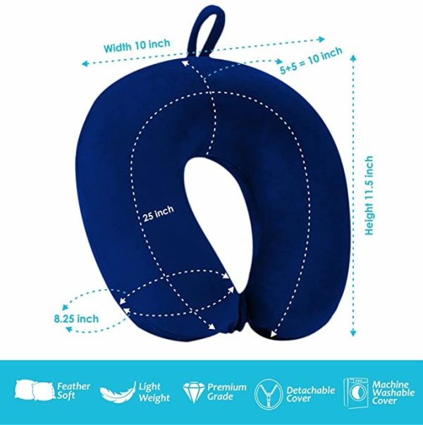 SWARG HOMES Super Comfy Premium Neck Pillow for Travel | Rest Cushion for Travel in Flight | Car | Train | Airplane | Relief Sleeping for Men and Women | Cervical Support | Comfort in Neck at Office and Home [Blue] - Image 2