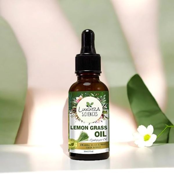 Luxura Sciences Lemongrass Essential Oil 30ML, Steam-Distilled & Therapeutic-Grade, Refreshing Aroma for Diffuser, Skin & Hair, Natural Home Freshener, With Precision Dropper - Image 3