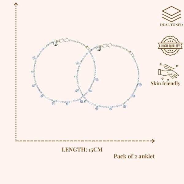 ACCESSHER Silver Plated Anklet Set with Ghungroos | Oxidised Leaf- Design Payal/Legchain/Foot Jewellery | Modern & Traditional Accessories Gift for Women & Girls (Design 11) - Image 5