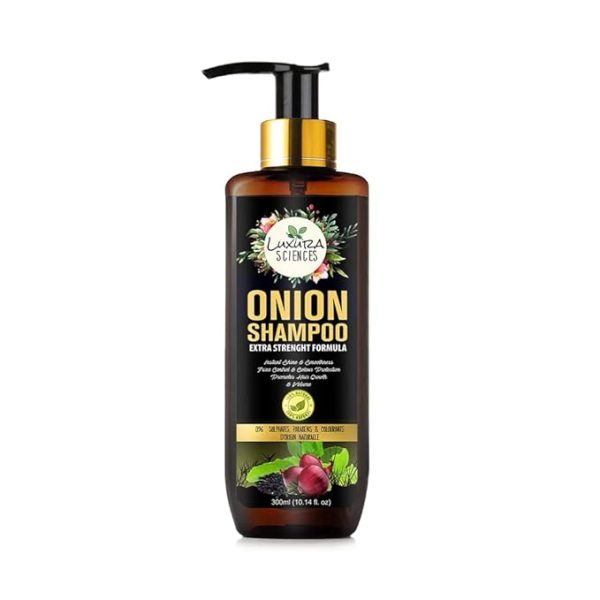 Luxura Sciences Onion Oil Shampoo For Hair 300ML Sulphate Free Gentle Cleansing No Parabens No Silicones No Colorants Nourishing Formula Reduces Hair Fall