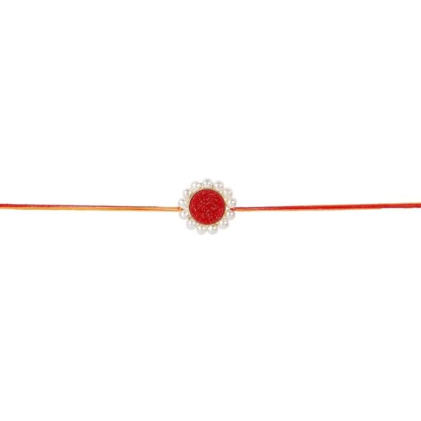 ACCESSHER Mens Designer Druzy Stone Rakhi With Pearls For Beloved Brother Pack Of 1 With Roli Kumkum Packets And Happy Rakshabandhan Card - Image 2