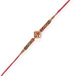 ACCESSHER Mens Traditional & Religious Quirky Wooden OM Rakhi for Brother Pack of 1 with Roli/Kumkum Packets, Rice and Happy Rakshabandhan Card