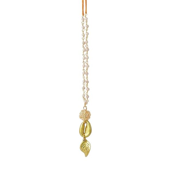ACCESSHER Gold Plated Elegant Filigree Ball with Pearl Bhaiyya Bhabhi Rakhi for Beloved Brother with Roli Kumkum Packets and Happy Rakshabandhan Card | Rakhi For Brother - Image 4