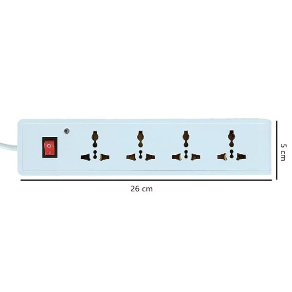 Swarg Homes(White) 4+1 Power Strip with Master Switch, 4 Universal Sockets Extension Board, 6AMP Output, 240 Volts, 3.5 Meter Cord Length, Power Indicator - Image 2