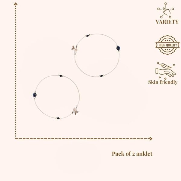 ACCESSHER Silver Plated Anklet Set with Ghungroos | Oxidised Leaf- Design Payal/Legchain/Foot Jewellery | Modern & Traditional Accessories Gift for Women & Girls (Design 2) - Image 5
