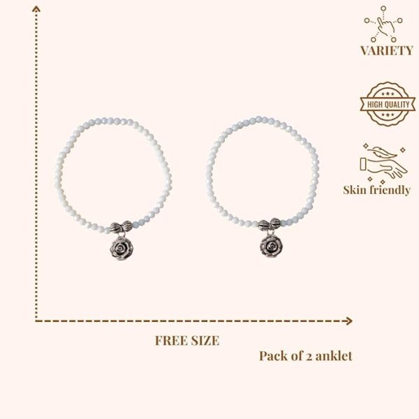 ACCESSHER Silver Plated Anklet Set with Ghungroos | Oxidised Leaf- Design Payal/Legchain/Foot Jewellery | Modern & Traditional Accessories Gift for Women & Girls (Design 5) - Image 5