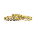ACCESSHER Gold-Plated Handcrafted Bangles Set | Classy Kada Bangle Jewellery with Silver Tone Detailing | Stylish Jewellery for Women & Girls (Set of 2)