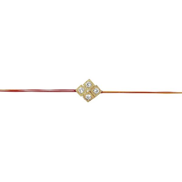 ACCESSHER Mens Traditional Gold Plated Elegant and Stylish Rhinestones Rakhi for Beloved Brother Pack of 5 with Roli Kumkum Packets and Happy Rakshabandhan Card - Image 5