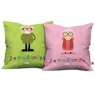 Indigifts Grandpa Grandma Cushions with Filler, 12x12 inches, Multicolour, Set of 2, Polycotton|Home Decor| Gift for Grand Parents | Gift for Parents | Gift for Dada Dadi|Gift for Grandparents Day
