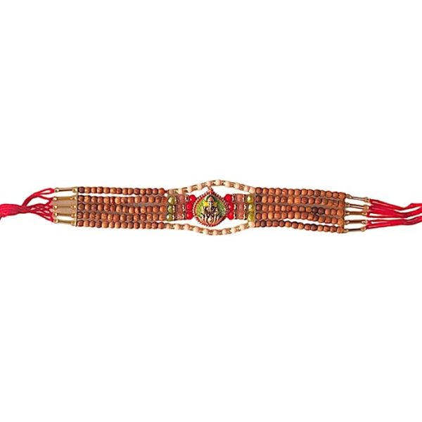 ACCESSHER Traditional Statement Lord Ganesha Rakhi for Beloved Brother & Gifting with Roli Kumkum Packets & Happy Rakshabandhan Card - Image 2