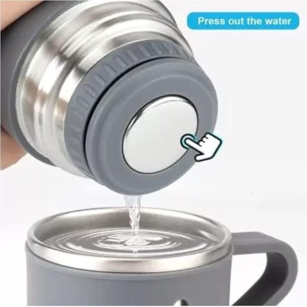 Stainless Steel Vacuum Flask Set with 3 Steel Cups Combo for Coffee Hot Drink and Cold | Water Flask Bottle | Travel Friendly | Latest Ideal Gift for Festive Season, Family Gifting .(Brown in Colour) - Image 2