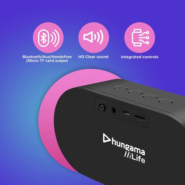Hungama HiLife Groove 101 5Wx2 Bluetooth, Upto 20 Hours Non-Stop Playtime Micro USB Portable Speaker (Black) get 1 Year Subscription of Hungama Play & Hungama Music - Image 6