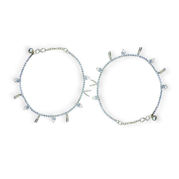 ACCESSHER Silver Plated Anklet Set with Ghungroos | Oxidised Leaf- Design Payal/Legchain/Foot Jewellery | Modern & Traditional Accessories Gift for Women & Girls (Design 6)