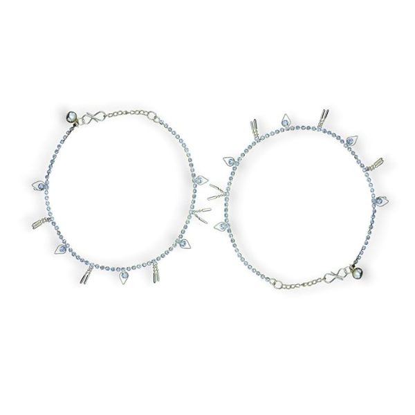 ACCESSHER Silver Plated Anklet Set with Ghungroos | Oxidised Leaf- Design Payal/Legchain/Foot Jewellery | Modern & Traditional Accessories Gift for Women & Girls (Design 6)