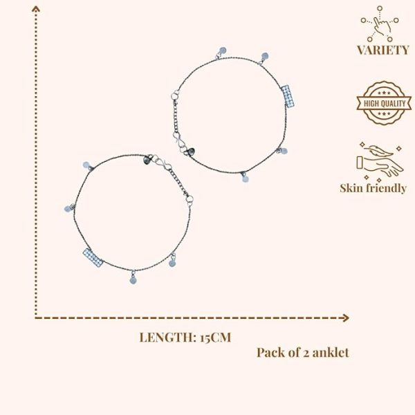 ACCESSHER Silver Plated Anklet Set with Ghungroos | Oxidised Leaf- Design Payal/Legchain/Foot Jewellery | Modern & Traditional Accessories Gift for Women & Girls (Design 8) - Image 5