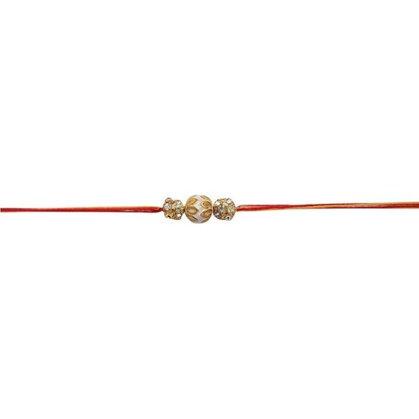 ACCESSHER Unisex Enamel/Meenakari with Ivory Pearl Rakhi for Beloved Brother with Acrylic Peacock Pooja Thali, Roli Kumkum Packets and Happy Rakshabandhan Card - Image 6