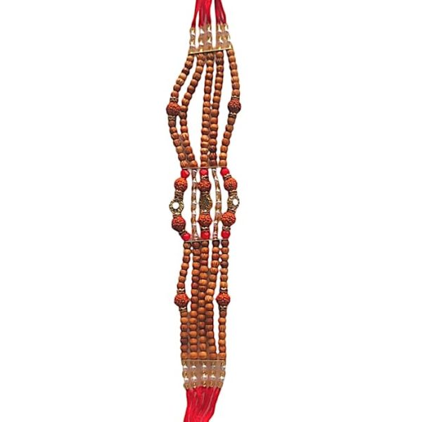 ACCESSHER Ethnic Rudraksh Adorned Statement Rakhi for Beloved Brother & Gifting with Roli Kumkum Packets & Happy Rakshabandhan Card - Image 3