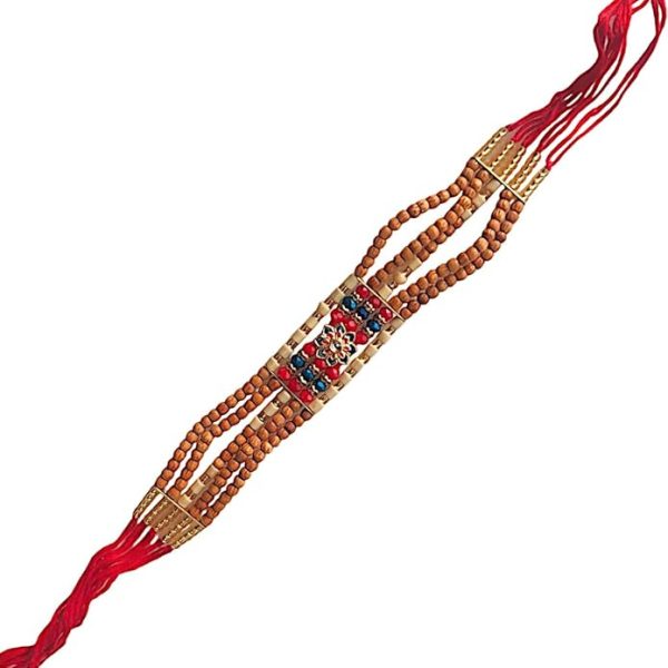 ACCESSHER Traditional Statement Meenakari Floral Beads Rakhi for Beloved Brother & Gifting with Roli Kumkum Packets & Happy Rakshabandhan Card - Image 3
